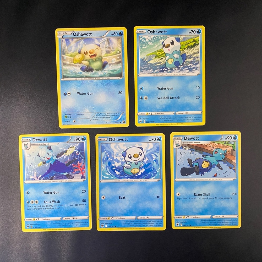 30/114 033/185 041/189 Oshawott 034/185 042/189 Dewott Pokemon TCG Lot